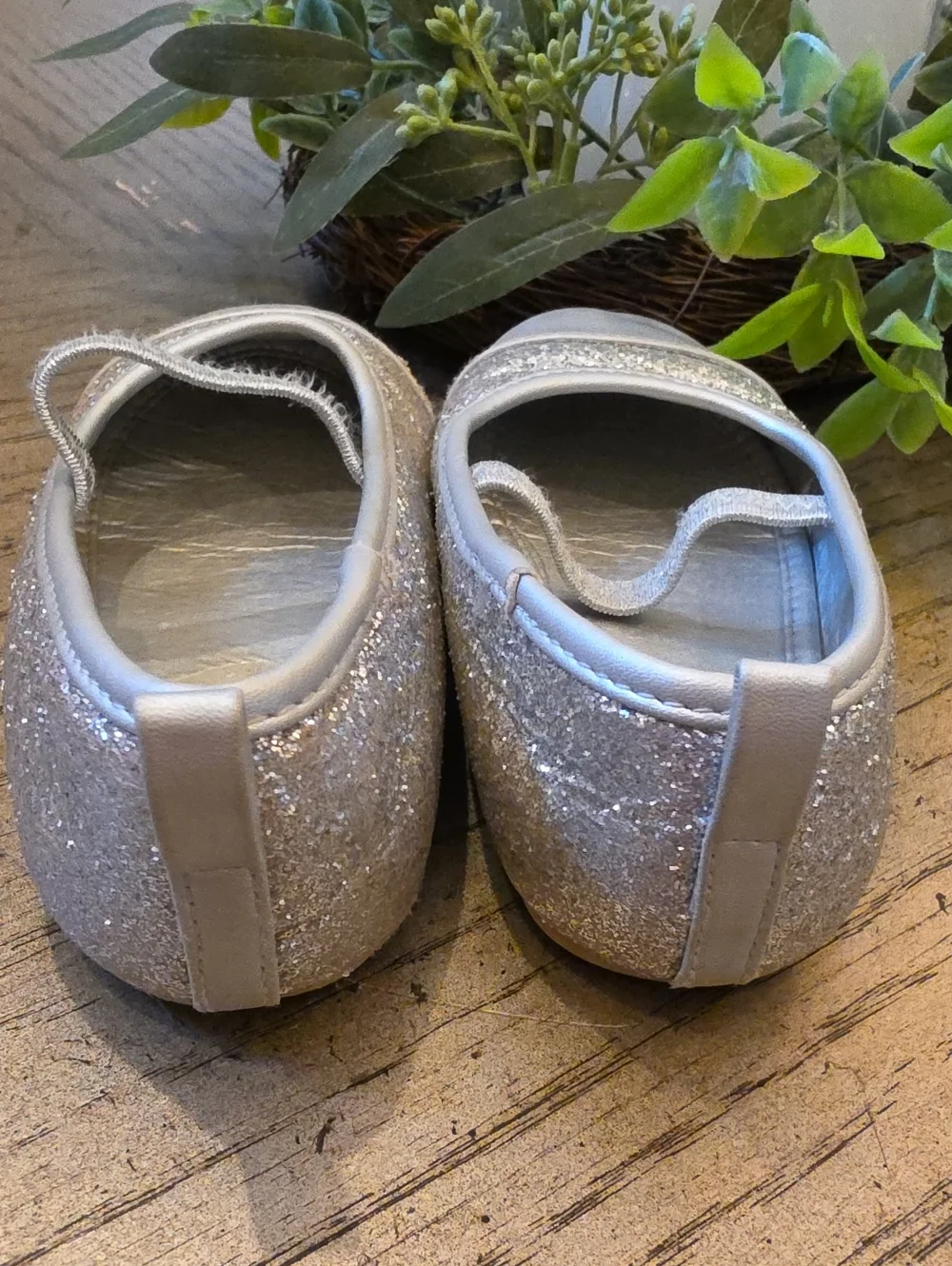 Disney Silver Glitter Mary Jane Flats Size 10